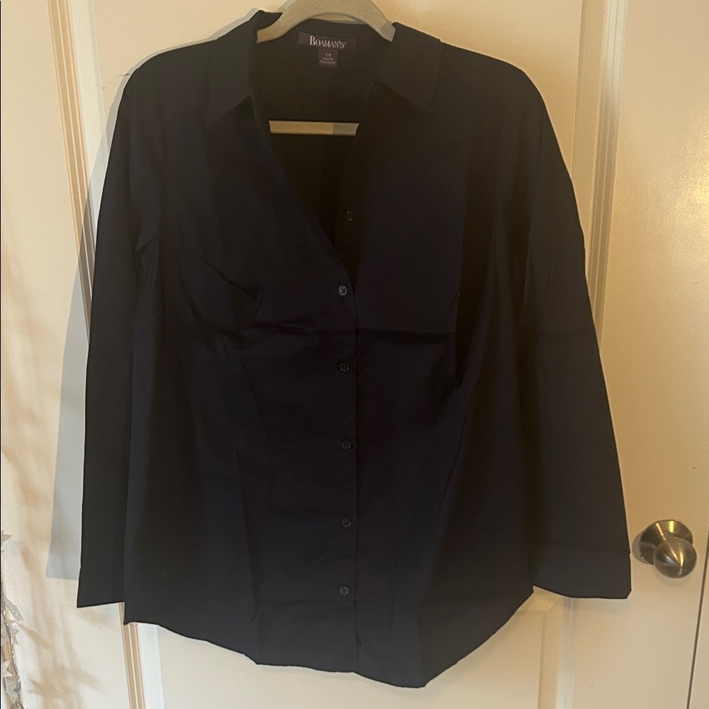 Roamans Dark Blue Button-Down Shirt